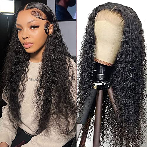 Water Wave Lace Front Wigs Human Hair Wigs for Black Women 5x5 HD Glueless Lace Closure Wigs Human Hair Pre Plucked with Baby Hair Wet and Wavy Wigs Human Hair 220% Density Natural Color 26inch