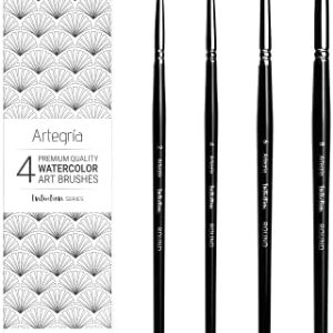 Watercolor Brush Set 4 Round Brushes Sizes 2 4 6 8 Short Handles