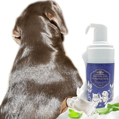 Waterless Dog Shampoo No Rinse, Dry Shampoo for Dog Odor Control and Itching Skin Relief, Mild Formula for Sensitive Skin. Dog Dry Shampoo for Smelly Dogs, Puppies and Kittens