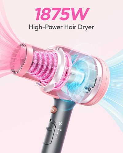 Wavytalk 1875 Watt Ionic Hair Dryer and 3/10 Inch Flat Iron Set with Diffuser - Image 3