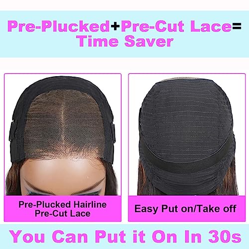 Wear and Go Glueless Wig Highlight Bob Wigs Human Hair 4X4 HD Lace Front Bob Wig 1b/27/30 Ombre Brown Colored Human Hair Bob Wigs for Women 150 Density Ready to Go Closure Wigs Human Hair Pre Plucked with Baby Hair 8 Inch - Image 5