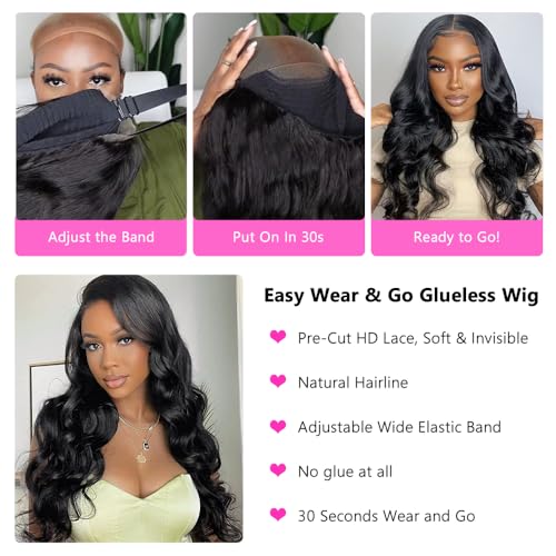 Wear and Go Glueless Wigs Human Hair Pre Plucked Pre Cut 8x5 HD Lace Front Wigs Human Hair 26inch Glueless Lace Frontal Human Hair Wigs for Black Women 180% Density - Image 2