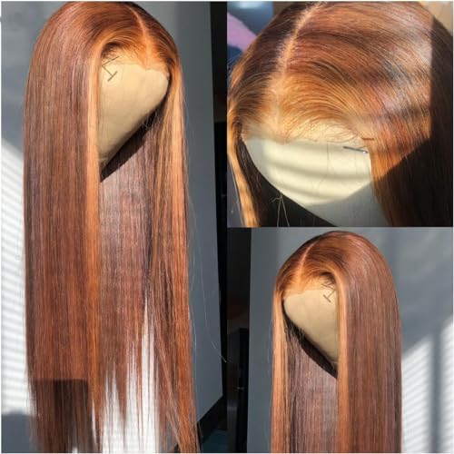 Wear and Go HD Transparent Lace 2x6 Closure Wig 100% Brazilian Virgin Human Hair Reddish Brown Color Silk Straight Style 180% Density Hair for Black Women (22inch, 2x6 closure wig) - Image 3