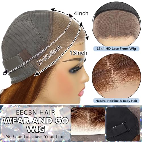 Wear and Go Highlight Glueless Lace Front Wigs Human Hair Pre Plucked Ombre Lace Front Wig Human Hair Pre Cut Honey Blonde 13x4 Lace Frontal Wigs Pre Plucked with Elastic Band for Women 10inch - Image 3