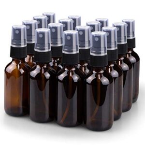 Wedama 2oz Amber Glass Spray Bottle Set 16 Pack for Essential Oils and Travel