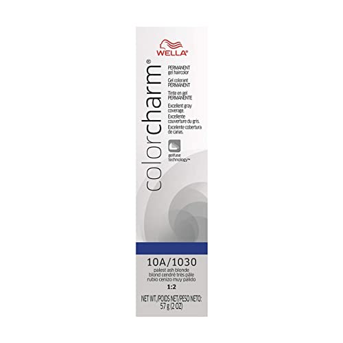WELLA colorcharm 10A Palest Ash Blonde Permanent Gel Hair Color, 2 oz for Gray Coverage