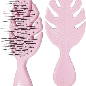 Wet Brush Go Green Mini Detangler, Pink - Detangling Travel Hair Brush - Ultra-Soft IntelliFlex Bristles Glide Through Tangles & Gently Loosens Knots While Minimizing Pain, Split Ends & Breakage