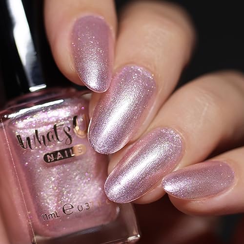 Whats Up Nails - Fairy Veil Nail Polish Light Pink Base with Iridescent Shimmer Lacquer Varnish Made in USA 12 Free Cruelty Free Vegan Clean - Image 2