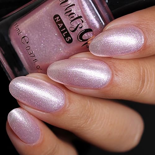 Whats Up Nails - Fairy Veil Nail Polish Light Pink Base with Iridescent Shimmer Lacquer Varnish Made in USA 12 Free Cruelty Free Vegan Clean