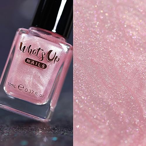 Whats Up Nails - Fairy Veil Nail Polish Light Pink Base with Iridescent Shimmer Lacquer Varnish Made in USA 12 Free Cruelty Free Vegan Clean - Image 4