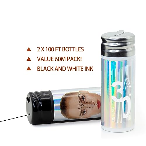 White Brow Mapping Threading String 2 x 100 Ft Bottles - 60 m Pre-Inked Eyebrow Mapping String Thread for Permanent Makeup, Microblading Supplies Marking Symmetrical Brows - Image 3