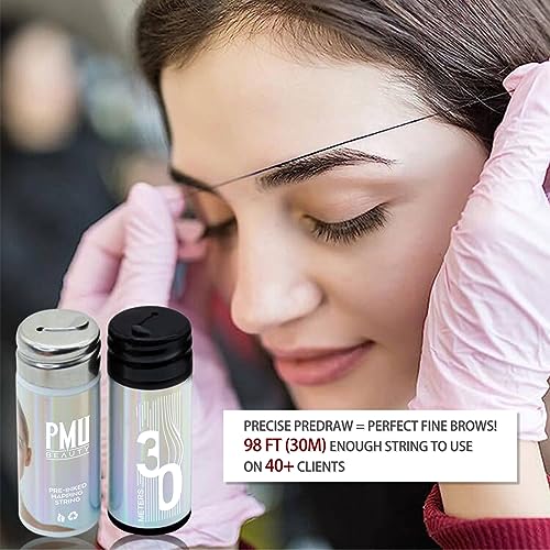 White Brow Mapping Threading String 2 x 100 Ft Bottles - 60 m Pre-Inked Eyebrow Mapping String Thread for Permanent Makeup, Microblading Supplies Marking Symmetrical Brows - Image 2