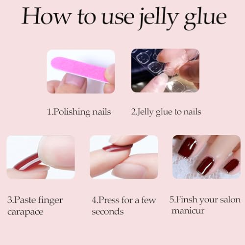 White French Tip Press on Nails Medium Square Fake Nails, Nails Press ons Nude False Nails with Designs Glossy Acrylic Artificial Nails Stick on Nails for Women 24Pcs - Image 6