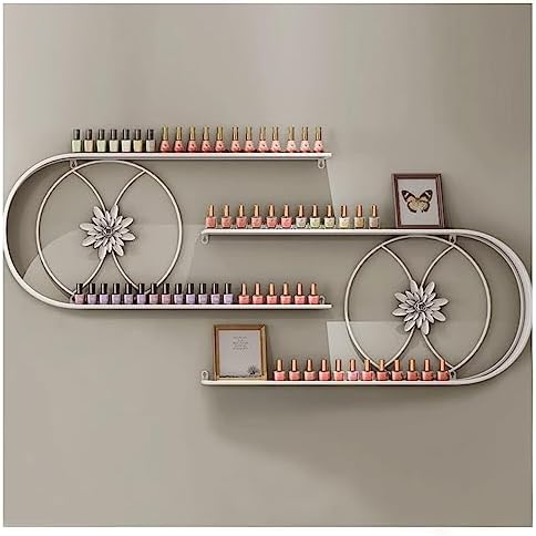 White Metal U-Shaped Wall Hanging Storage Rack for Nail Polish and Cosmetics