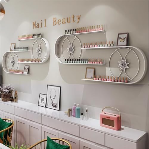 White Metal U-Shaped Wall Hanging Storage Rack for Nail Polish and Cosmetics - Image 5