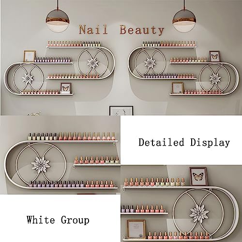 White Metal U-Shaped Wall Hanging Storage Rack for Nail Polish and Cosmetics - Image 4