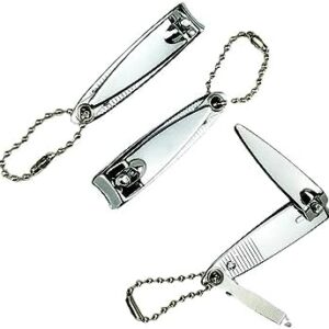 3 Piece White Mini Nail Clipper Keychain Set - Travel Size