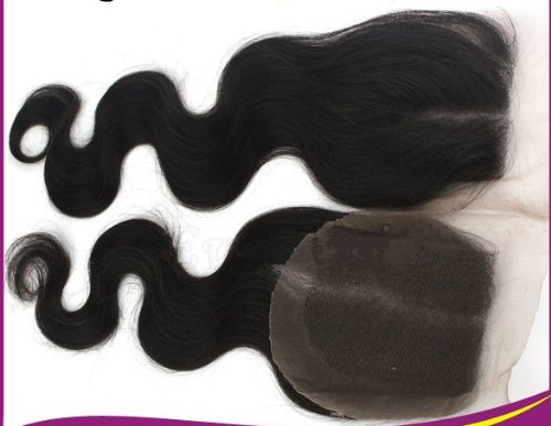 Wholesale Mid-Part Lace Front Top Closure 16" Cambodian Virgin Remy Hair Body Wave 55 Queen Hair colour #1b