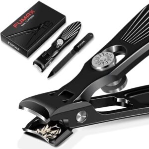 Black Ergonomic Wide Jaw Anti-Splash Nail Clippers for Seniors Easy Grip