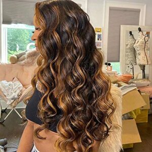 Wig Blonde HD Transparent Lace Front Wig 13x4 Body Wave Frontal Wig Colored Ombre Human Hair Wigs 1B/30 Highlight Brazilian Virgin Hair Glueless Wig For Black Women 150 Density 18Inch