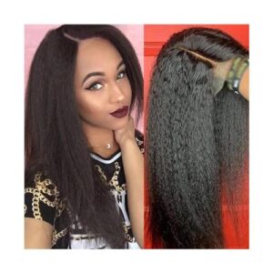 wig Human Hair Kinky Straight Lace Front Wig 13×4 HD Transparant Human Hair Wigs for Black Women 14-40 Inch Long Brazilian Remy Yaki Straight Lace Wig Hair Replacement Wigs (Color : 150 density, Siz