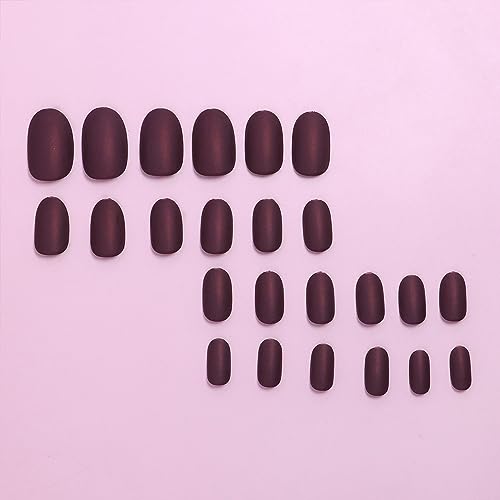 Wine Red Medium Round Press-On Nails Full Cover Reusable Acrylic Artificial Nails for Women - Image 2