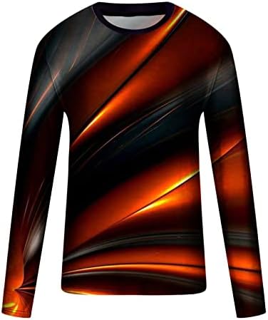 Wkishenl Men's Long Sleeve Shirts Graphic Print Crew Neck Sweatshirts Plus Size Color Block Pullover Loose Casual Tunic Tops - Image 3