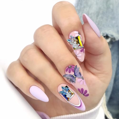 WOKOTO 14 Pcs 3D Butterfly Nail Charms with Rhinestones for Acrylic Nail Art - Image 4