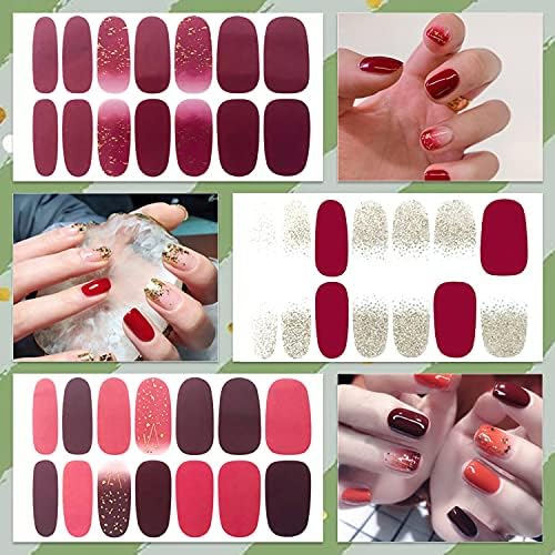 WOKOTO 16 Sheets Solid Gradient Full Nail Wraps for Women Finger Nail Polish Stickers Self Adhesive Nail Polish Strips Stick On Nail Polish Stickers for Nail Art Strips Full Nail Stickers for Nails - Image 6