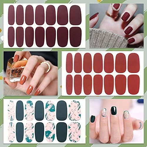 WOKOTO 16 Sheets Solid Gradient Full Nail Wraps for Women Finger Nail Polish Stickers Self Adhesive Nail Polish Strips Stick On Nail Polish Stickers for Nail Art Strips Full Nail Stickers for Nails - Image 8