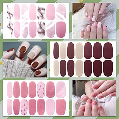 WOKOTO 16 Sheets Solid Gradient Full Nail Wraps for Women Finger Nail Polish Stickers Self Adhesive Nail Polish Strips Stick On Nail Polish Stickers for Nail Art Strips Full Nail Stickers for Nails - Image 9