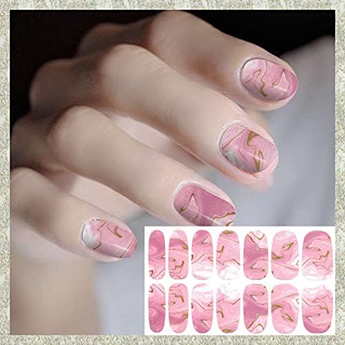 WOKOTO 20 Sheets Solid and Marble Design Gel Nail Polish Stickers Full Nail Wraps for Women Kit with Nail Classic Nail Gel Strips Nail Wraps Gel Polish Strips Nail Art Stickers for Women Girls - Image 5