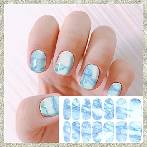 WOKOTO 20 Sheets Solid and Marble Design Gel Nail Polish Stickers Full Nail Wraps for Women Kit with Nail Classic Nail Gel Strips Nail Wraps Gel Polish Strips Nail Art Stickers for Women Girls - Image 7