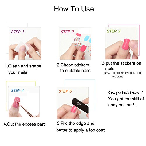 WOKOTO 6 Sheets Toenail Polish Strips Stickers For Women And 1Pc Nail Files Set Red Solid And Strip Color Flower Design Toe Nail Decals Stickers Kit - Image 2