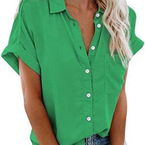 Women Blouses Oversized Boyfriend Wrinkle Free Shirts Long Sleeve V Neck Button Down Dressy Business Work Tops Shirts