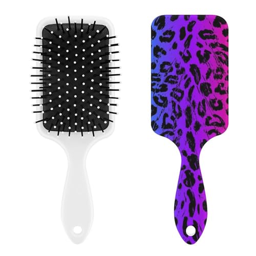 Women Hair Brush Glides Through Tangles for Wet & Dry Hair, Soft Bristles Plastic Detangling Brushes, Pain-Free for All Hair Types (Rainbow Colorful Cheetah Leopard Print)