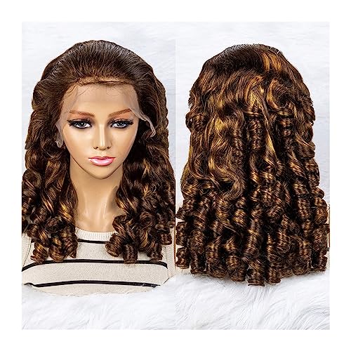 Women Wigs Loose Wave Wavy Human Hair Wigs 13x4 Lace Frontal Brailizan Hair Wigs Curly Bob with Baby Hair for Black Women Human Hair Wigs (Size : P4-27 180 density, Color : 18inches 1PC)