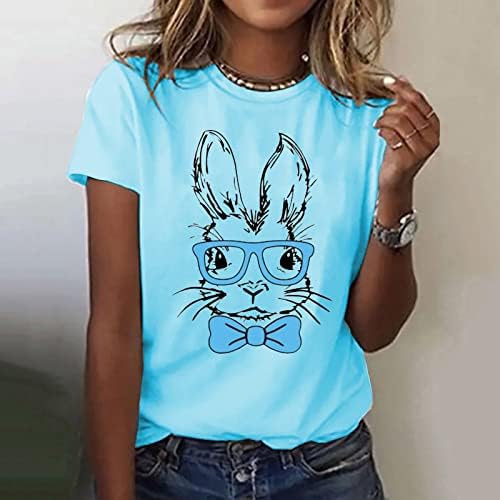 Womens Easter Shirts Loose Fit Cute Short Sleeve T-Shirts Easter Bunny Rabbit Print Graphic Tee Tops - Image 2