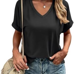 Women's Tshirts V Neck Short Sleeve Summer Tops Casual Basic Tee Shirts