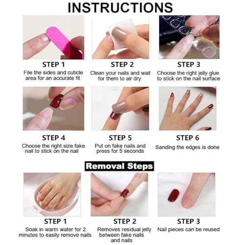 WOMHOPE Press on Nails Handmade Full Cover False Nails with Rhinestone Vintage Black Acrylic Nails for Women and Girls 10pcs/Box Long Almond,Coffin (Medium, Vintage transparent black) - Image 5