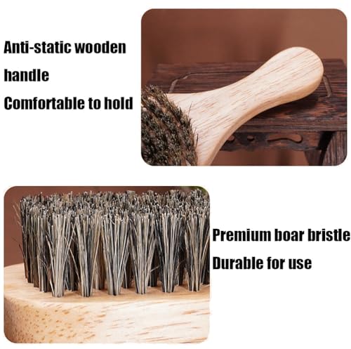 Wooden Boar Bristle Hair Brush and Comb Set, Paddle Boar Hairbrush for Smoothing Fine Thin Hair and Beard, Peach Wood Comb for Detangling, Boar Hair Beard Brush for Men, Make Hair and Beard Shiny Soft - Image 2