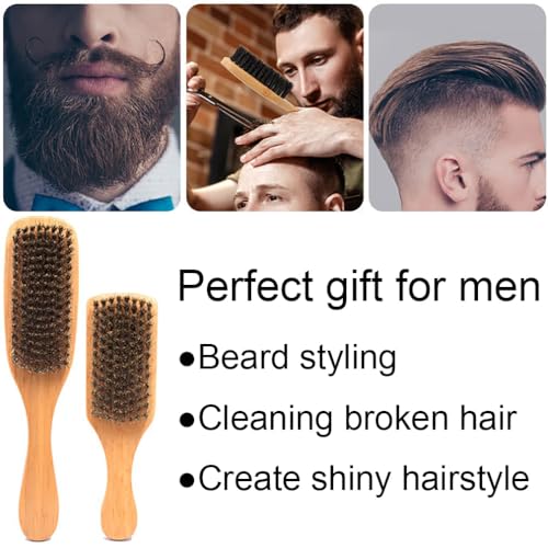Wooden Boar Bristle Hair Brush and Comb Set, Paddle Boar Hairbrush for Smoothing Fine Thin Hair and Beard, Peach Wood Comb for Detangling, Boar Hair Beard Brush for Men, Make Hair and Beard Shiny Soft - Image 7