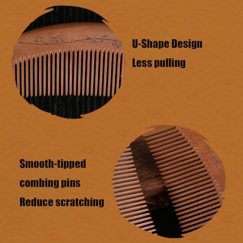 Wooden Boar Bristle Hair Brush and Comb Set, Paddle Boar Hairbrush for Smoothing Fine Thin Hair and Beard, Peach Wood Comb for Detangling, Boar Hair Beard Brush for Men, Make Hair and Beard Shiny Soft - Image 6