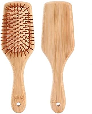 Wooden Bristle Paddle Hair Brush Large Flat Natural Wood Handle Hairbrush For Men Women With Thick Curly Wavy Long Hair 1Pcs