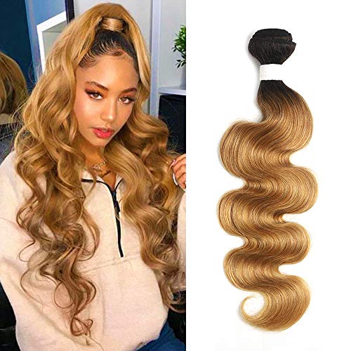 X-TRESS Ombre Bundles Human Hair 1 Bundle Ombre Honey Blonde Bundles Body Wave Brazilian 1b/27 Hair Weave 100% Human Hair Extensions Bundles Ombre Color 27 Hair Bundles(20 Inch, T1B/27) - Image 6