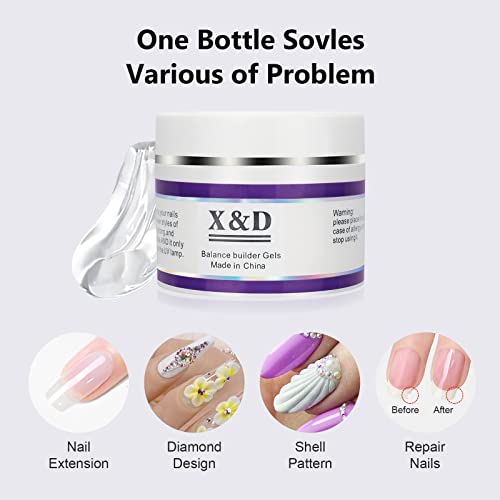 X&D 56g Natural Clear Poly Gel Nail Extension Kit with Quick Dry Tools - Image 3