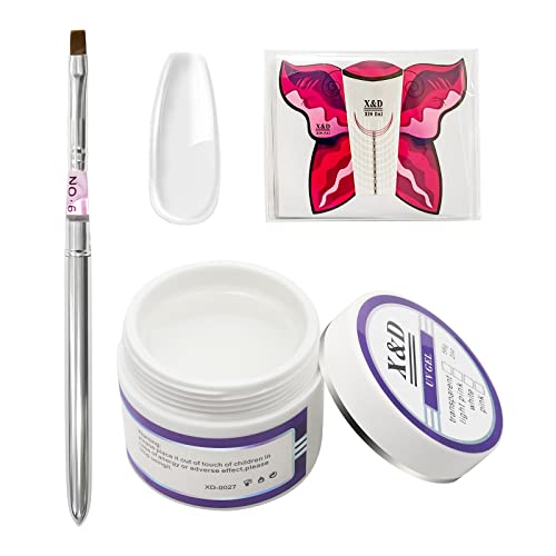 X&D 56g Natural Clear Poly Gel Nail Extension Kit with Quick Dry Tools