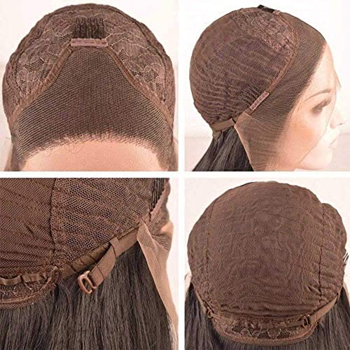 xiweiya Dark Brown Lace Front Wig Long Body Wave Chestnut Mixed color Side Part Glueless Natural Hairline 13x3 Lace Front Wigs Heat Resistant Hair for Women 24inch - Image 8