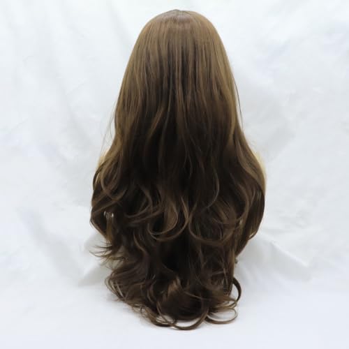xiweiya Dark Brown Lace Front Wig Long Body Wave Chestnut Mixed color Side Part Glueless Natural Hairline 13x3 Lace Front Wigs Heat Resistant Hair for Women 24inch - Image 4