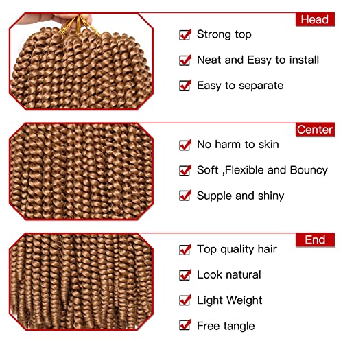 Xtrend 90strands Honey Blonde Spring Twist Crochet Hair 8 Inch Synthetic Crochet Braids Hair for Distressed Butterfly Locs Fluffy Twist Hair Extensions for Women 27# - Image 3